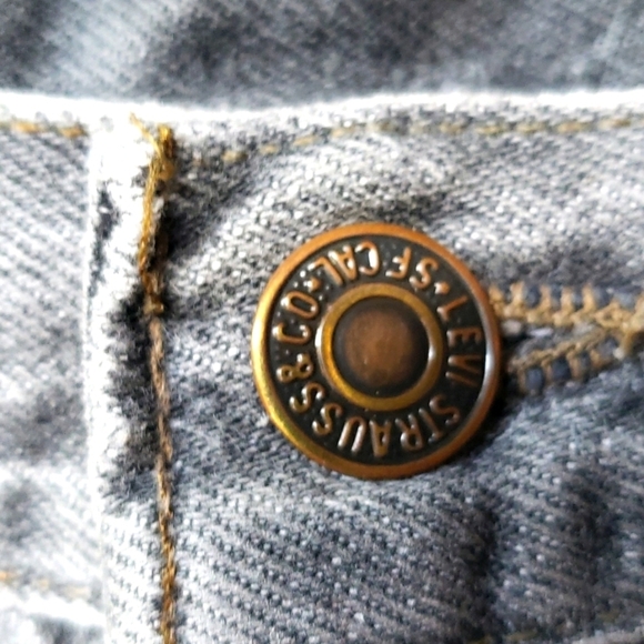 Levi's 501 Gray Denim Button Fly Cuff destroyed shorts custom 31 - Picture 4 of 8